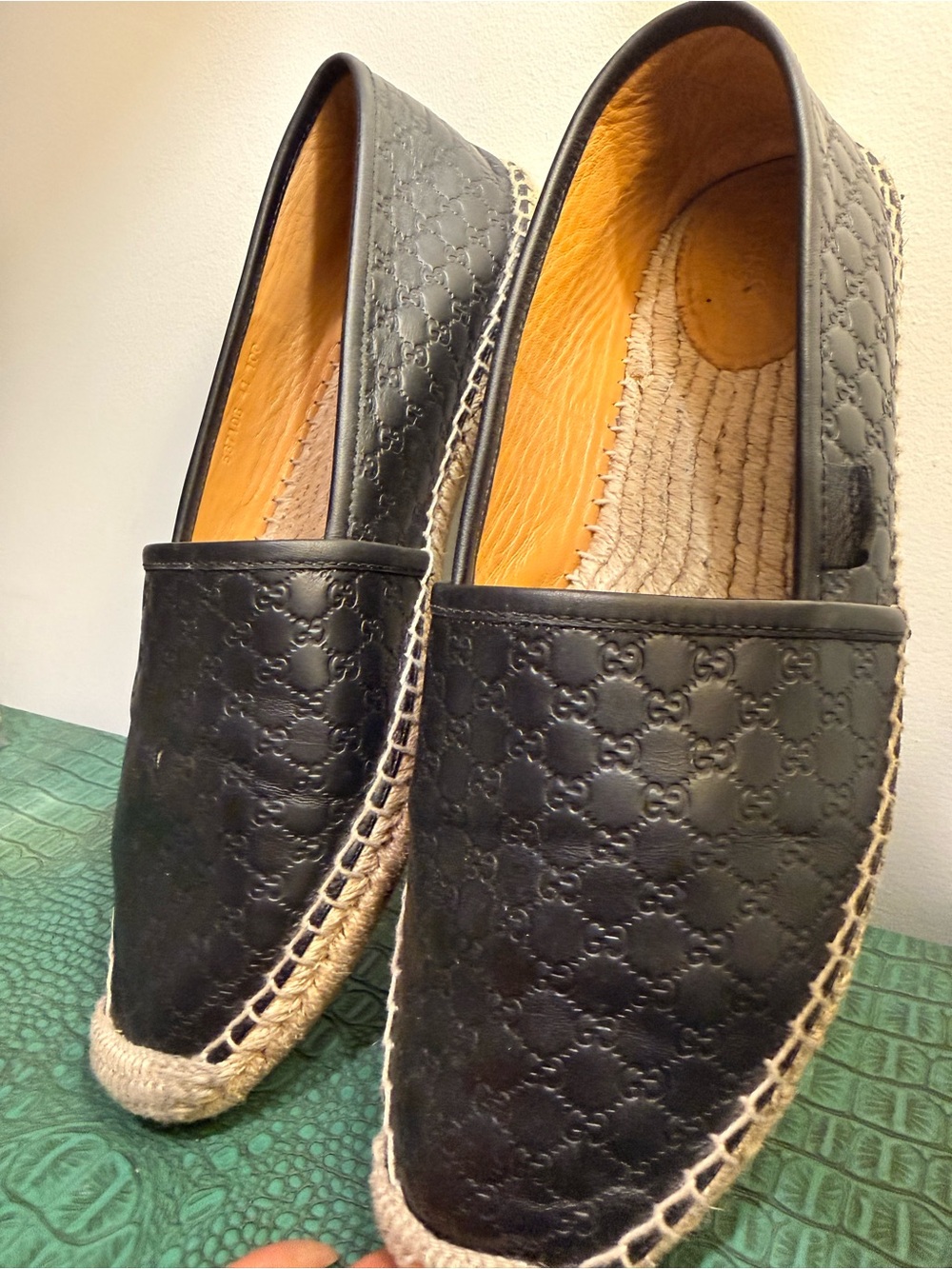 Gucci Black Quilted Leather Espadrille Slip-Ons